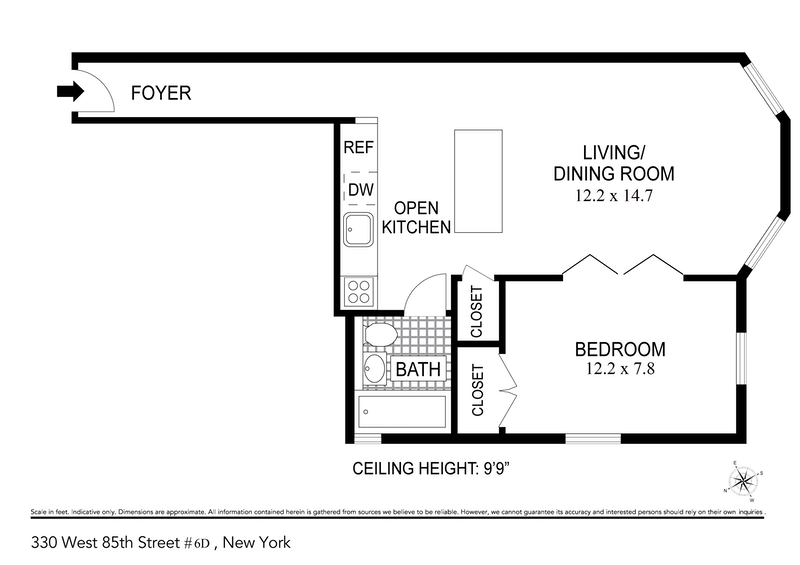 Floorplan for 330 West 85th Street, 6D