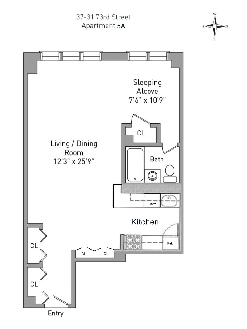 Floorplan for 37 -31 73rd Street, 5A