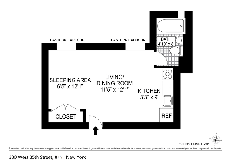 Floorplan for 330 West 85th Street, 4G