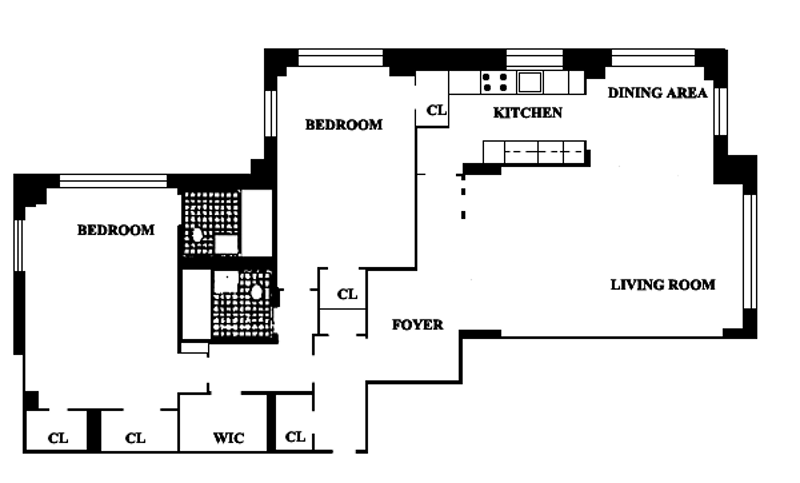 Floorplan for 57th/5th Huge No Fee Two Bedroom