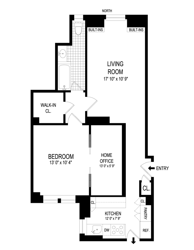Floorplan for 240 West 75th Street, 1B
