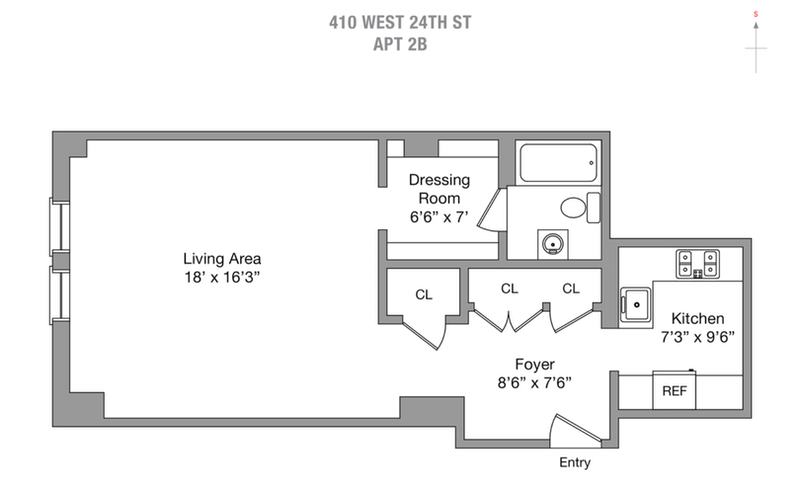 Floorplan for 410 West 24th Street, 2B