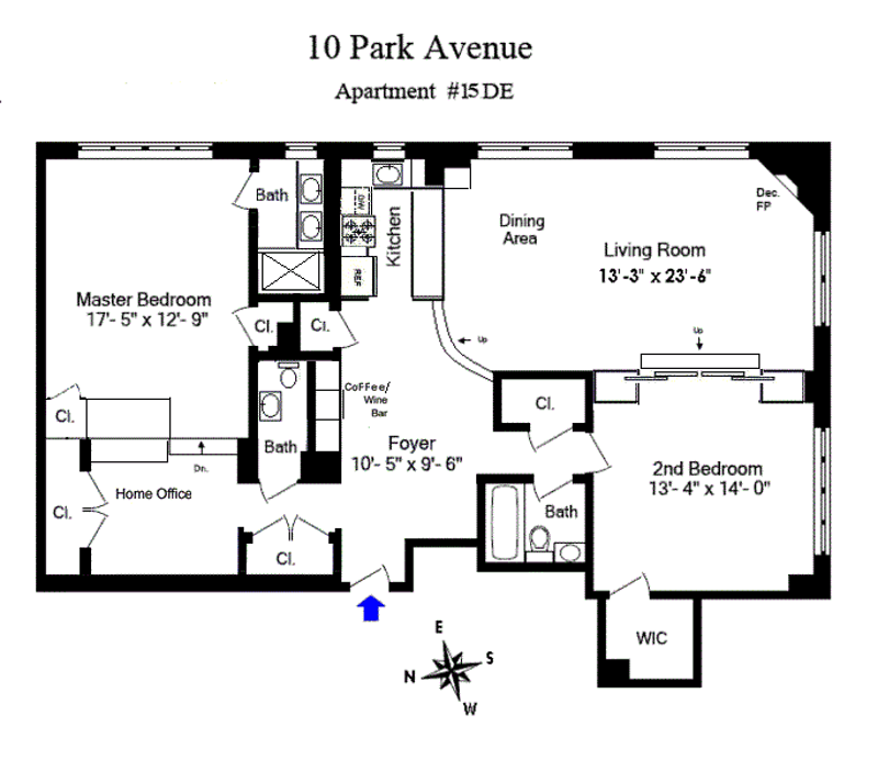 Floorplan for 10 Park Avenue, 15DE