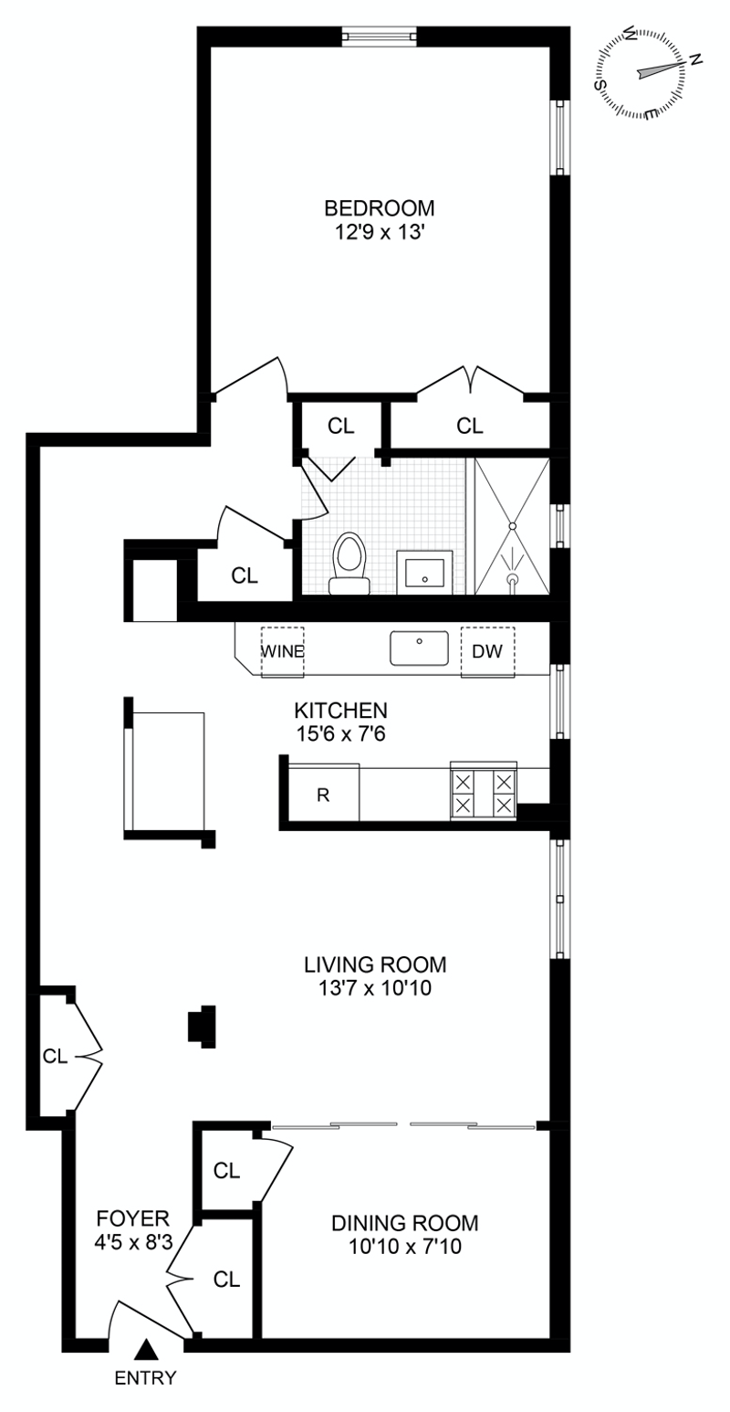 Floorplan for 1000 Hudson St, 402