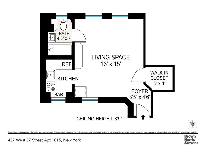 Floorplan for 457 West 57th Street, 1015