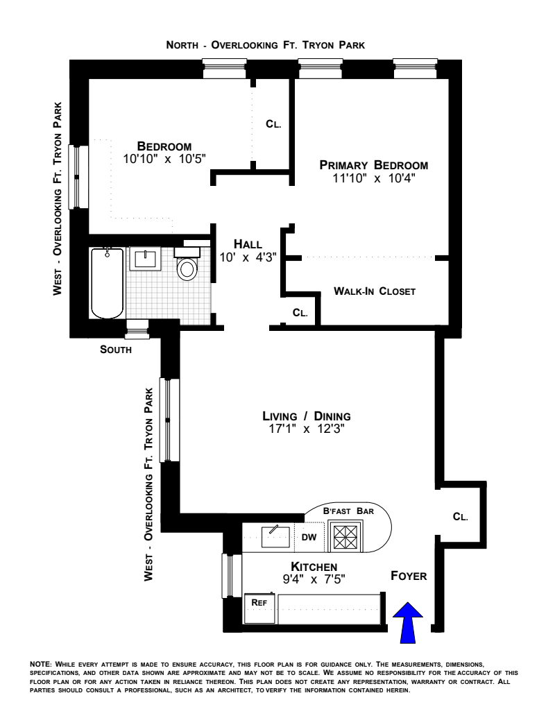 Floorplan for 295 Bennett Avenue, 7A