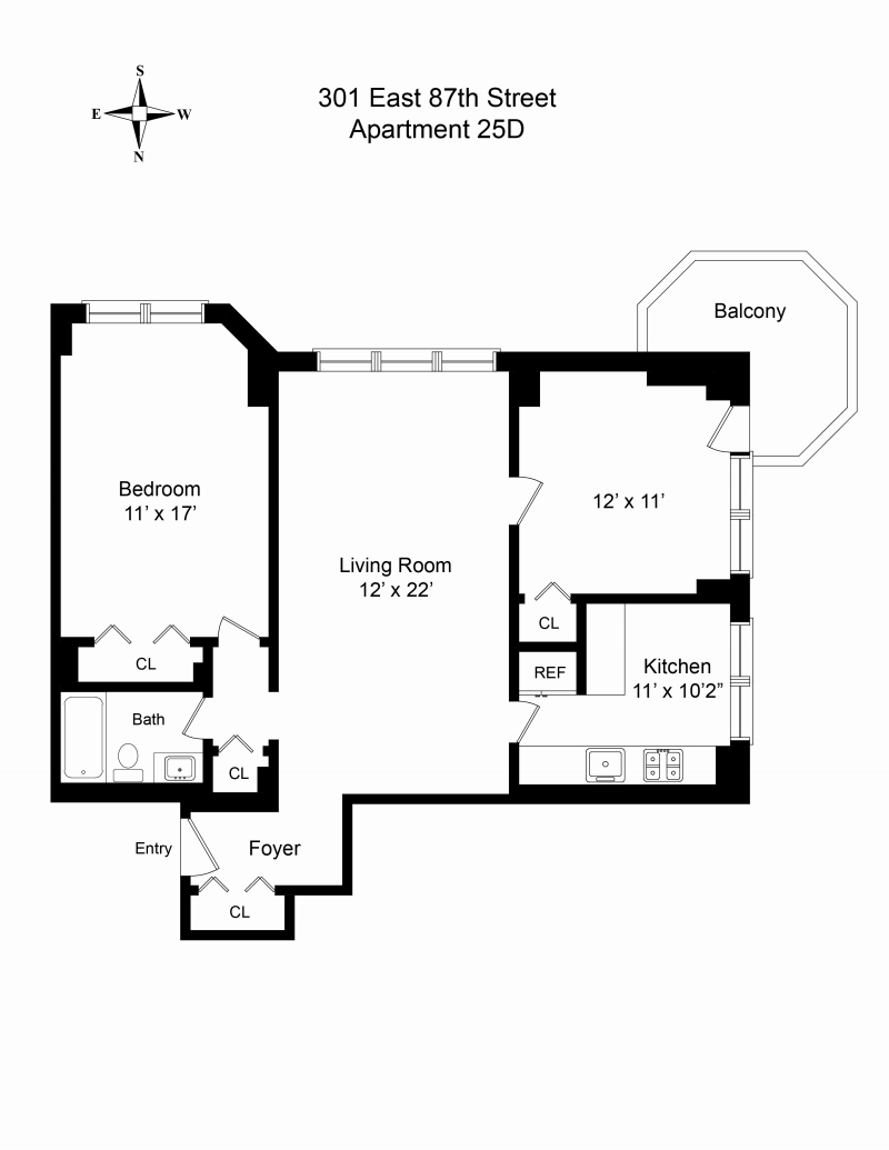 Floorplan for 301 East 87th Street, 25D