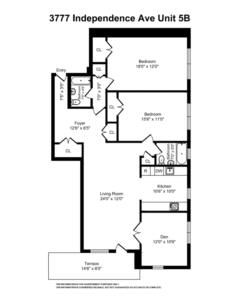 Floorplan for 3777 Independence Avenue, 5B
