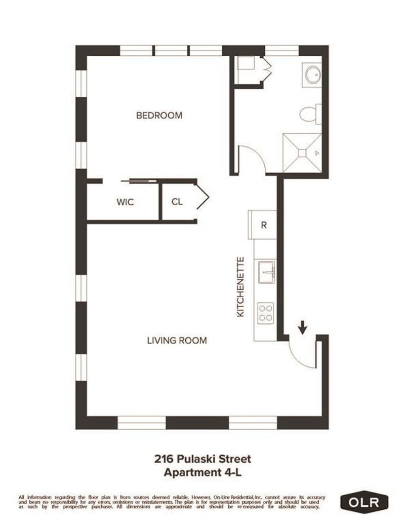 Floorplan for 216 Pulaski Street, 4L