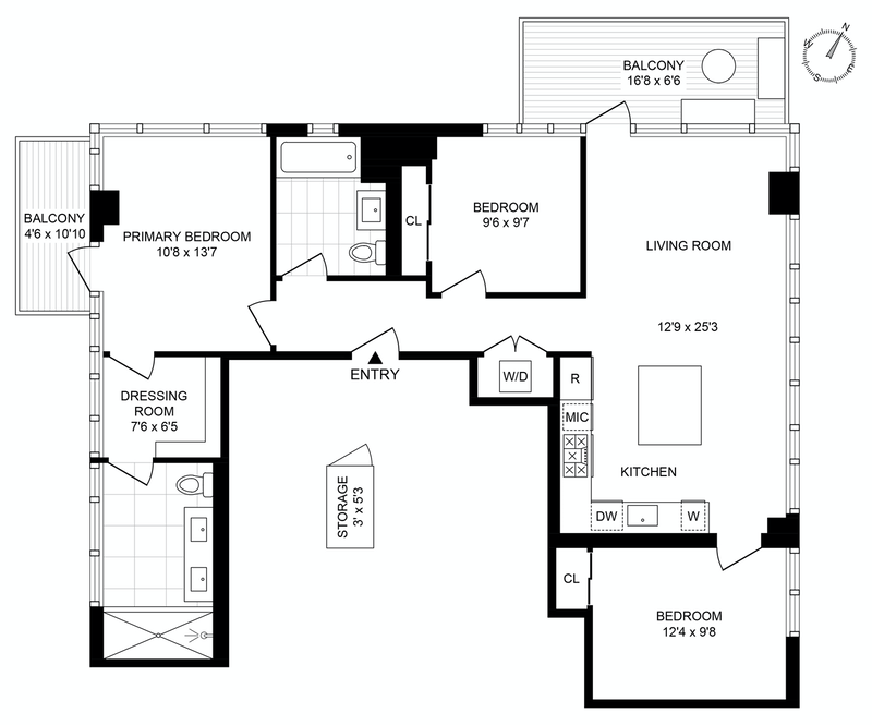 Floorplan for 190 South 1st Street, 9B