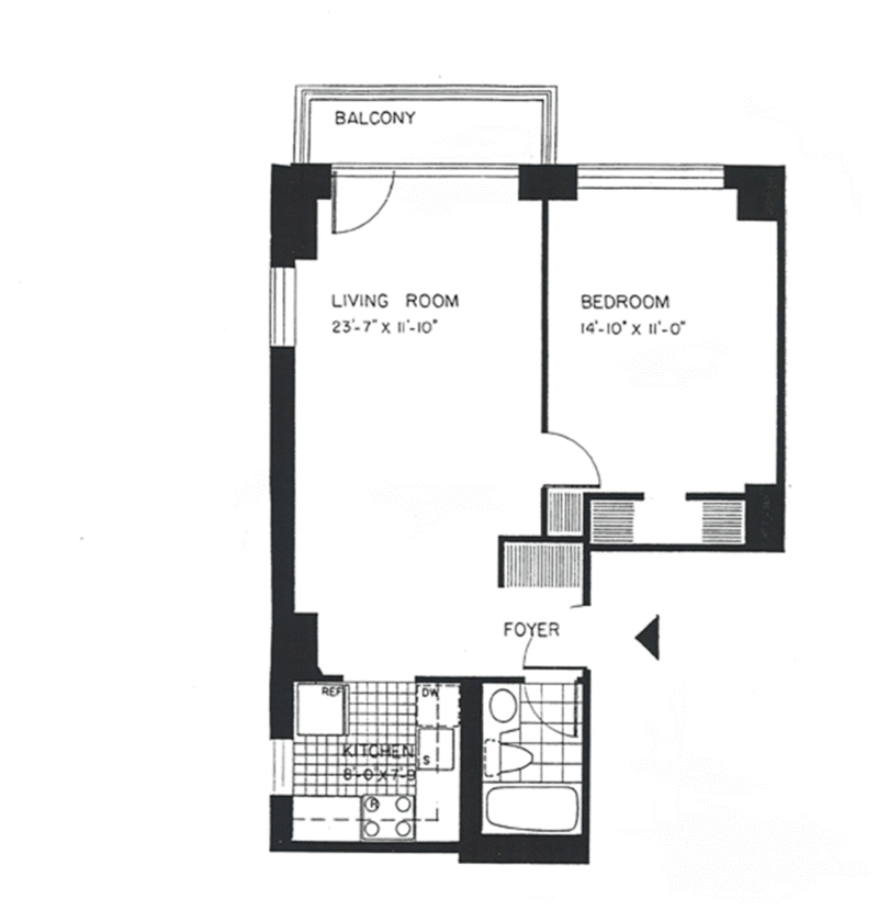Floorplan for 236 East 47th Street, 22B