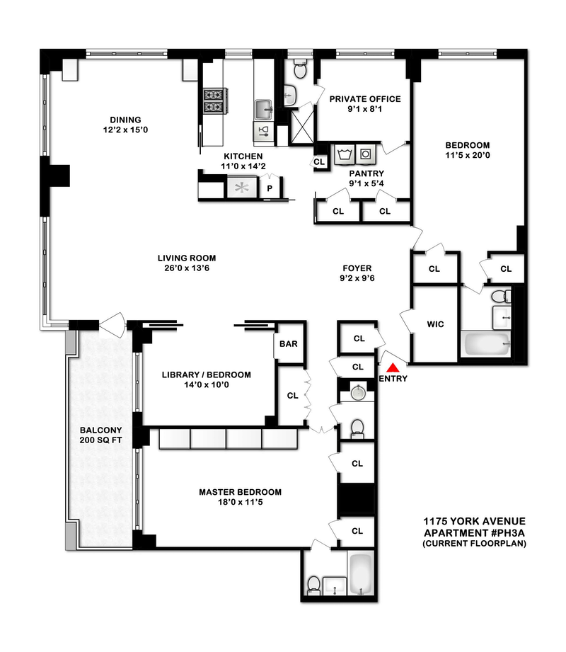 Floorplan for 1175 York Avenue, PH3A