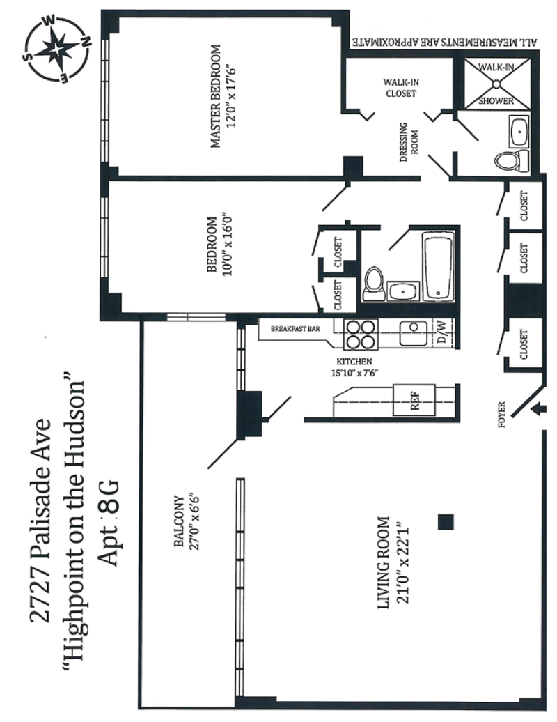 Floorplan for 2727 Palisade Avenue, 8G