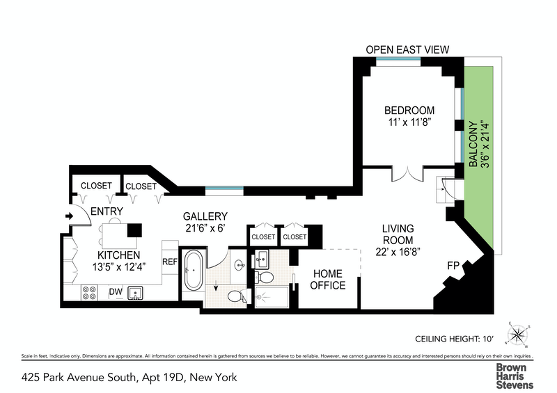 Floorplan for 425 Park Avenue South, 19D