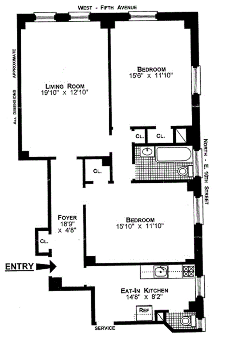 Floorplan for 33 Fifth Avenue, 4A
