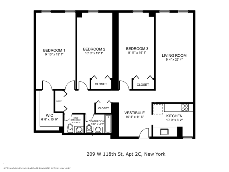 Floorplan for 209 West 118th Street, 2C