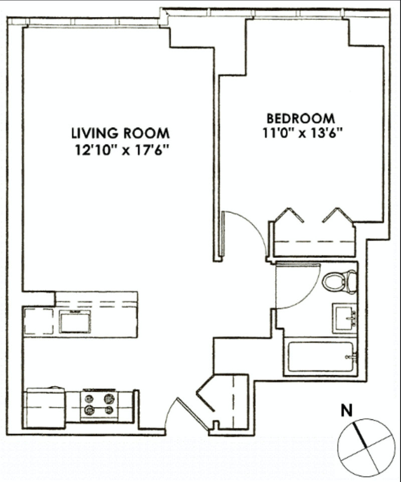 Floorplan for 350 West 42nd Street, 16E