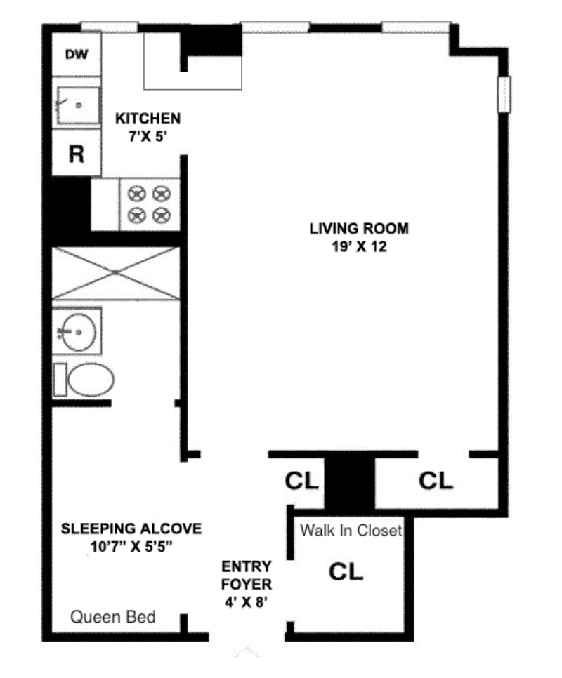 Floorplan for 340 West 57th Street, 6H
