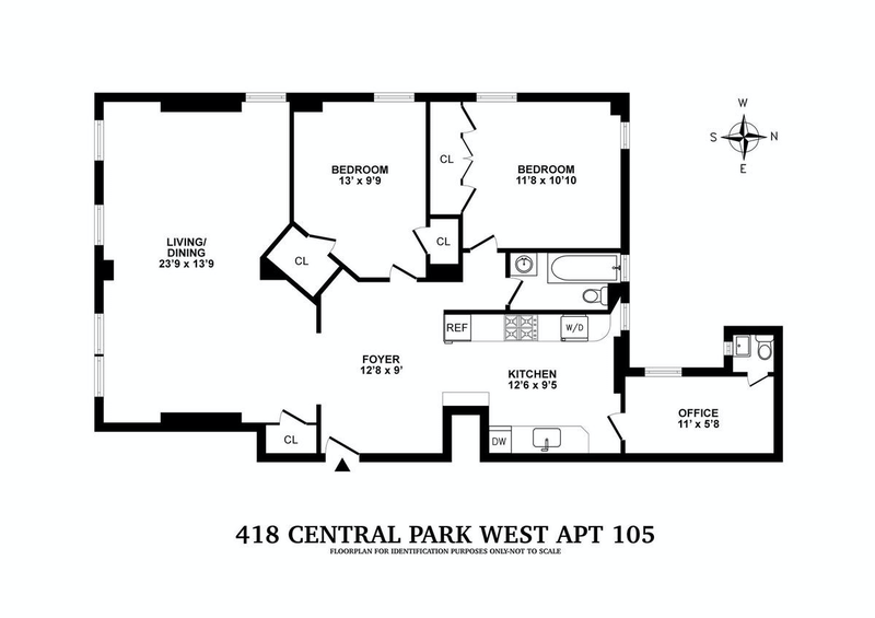 Floorplan for 418 Central Park West, 105