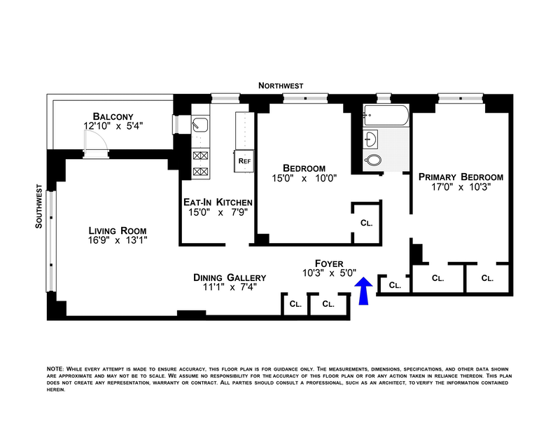 Floorplan for 568 Grand Street, J1407