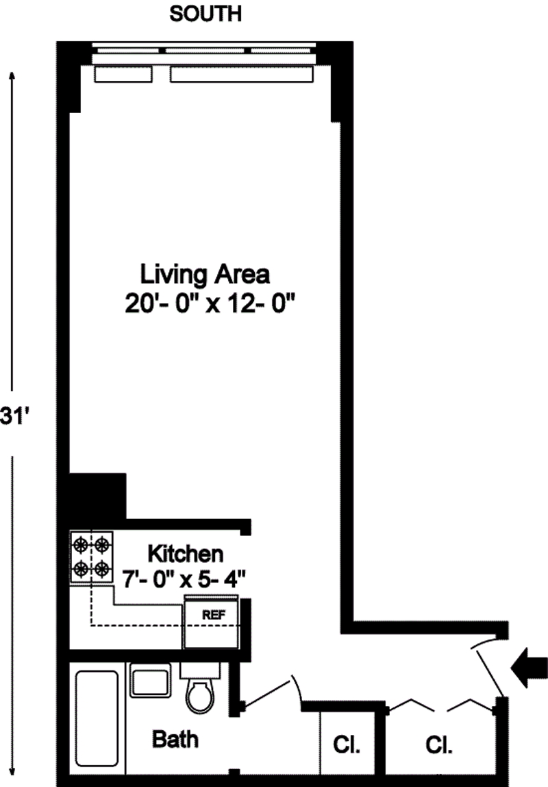 Floorplan for 430 West 34th Street, 12J