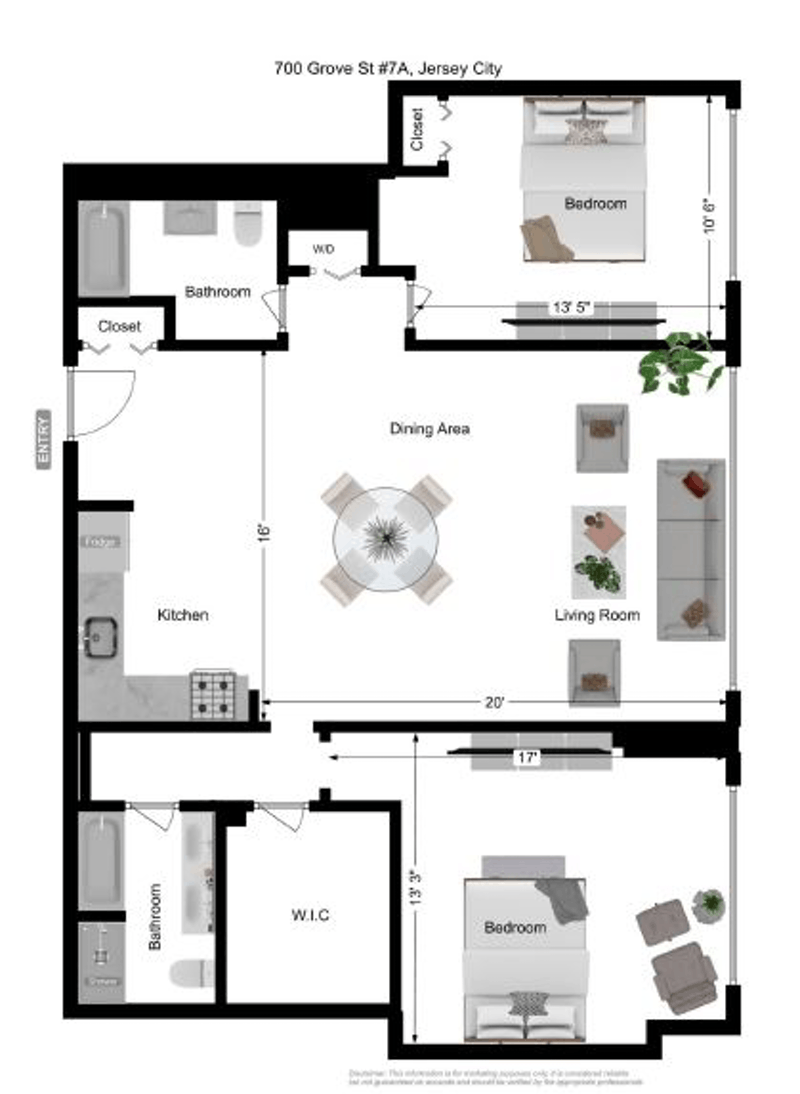 Floorplan for 700 Grove Street, 7A