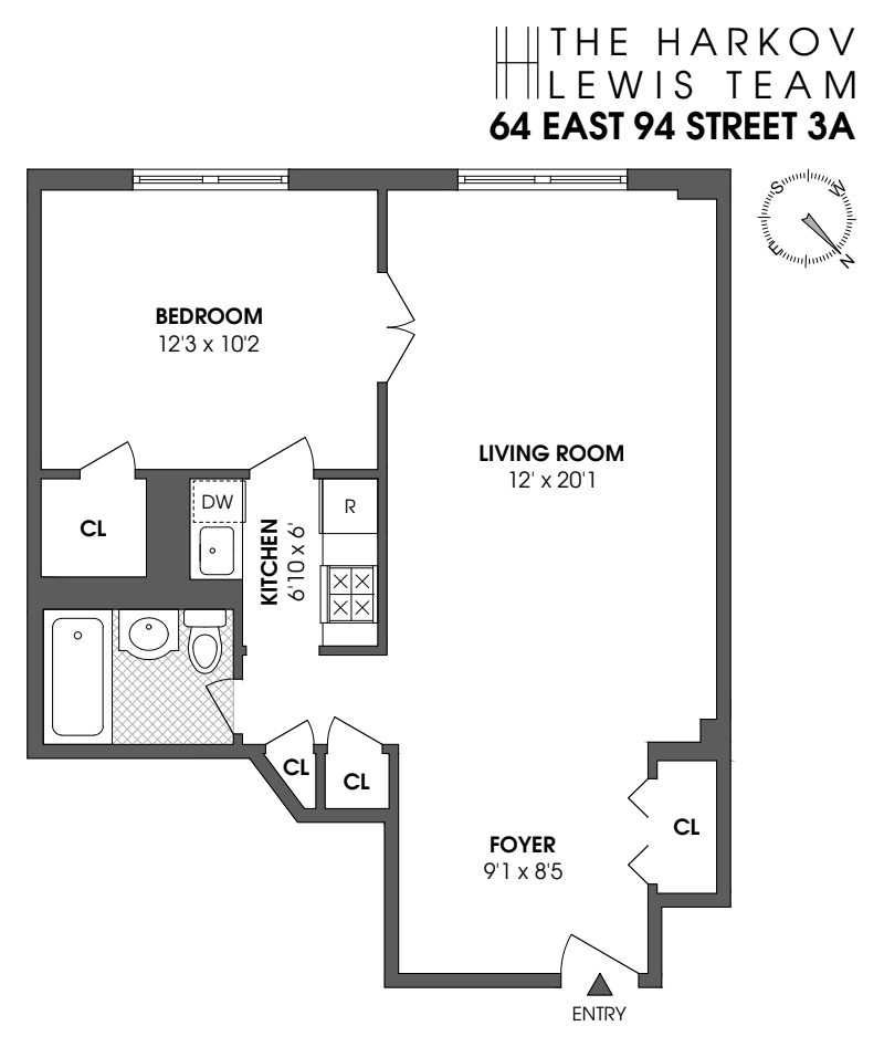 Floorplan for 64 East 94th Street, 3A