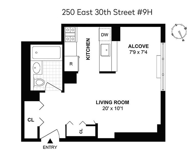 Floorplan for 250 East 30th Street, 9H