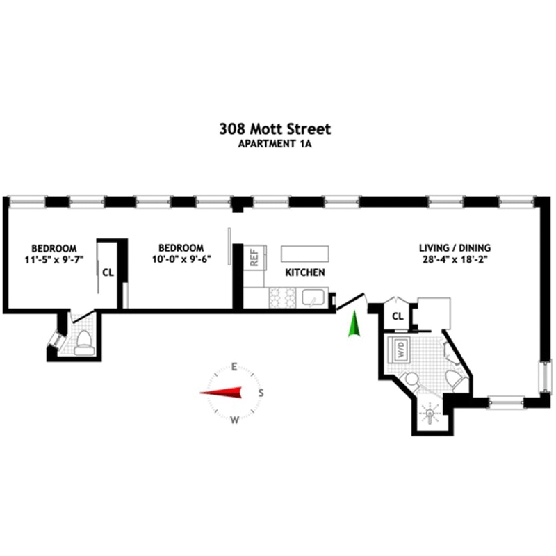 Floorplan for 308 Mott Street, 1A