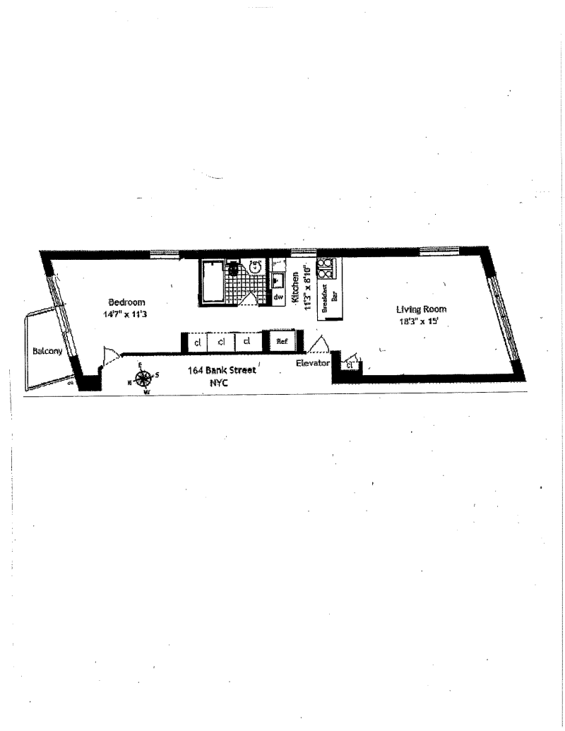 Floorplan for 164 Bank Street, 3B