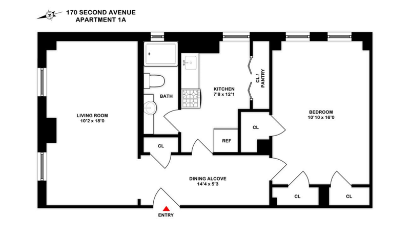 Floorplan for 170 Second Avenue, 1A