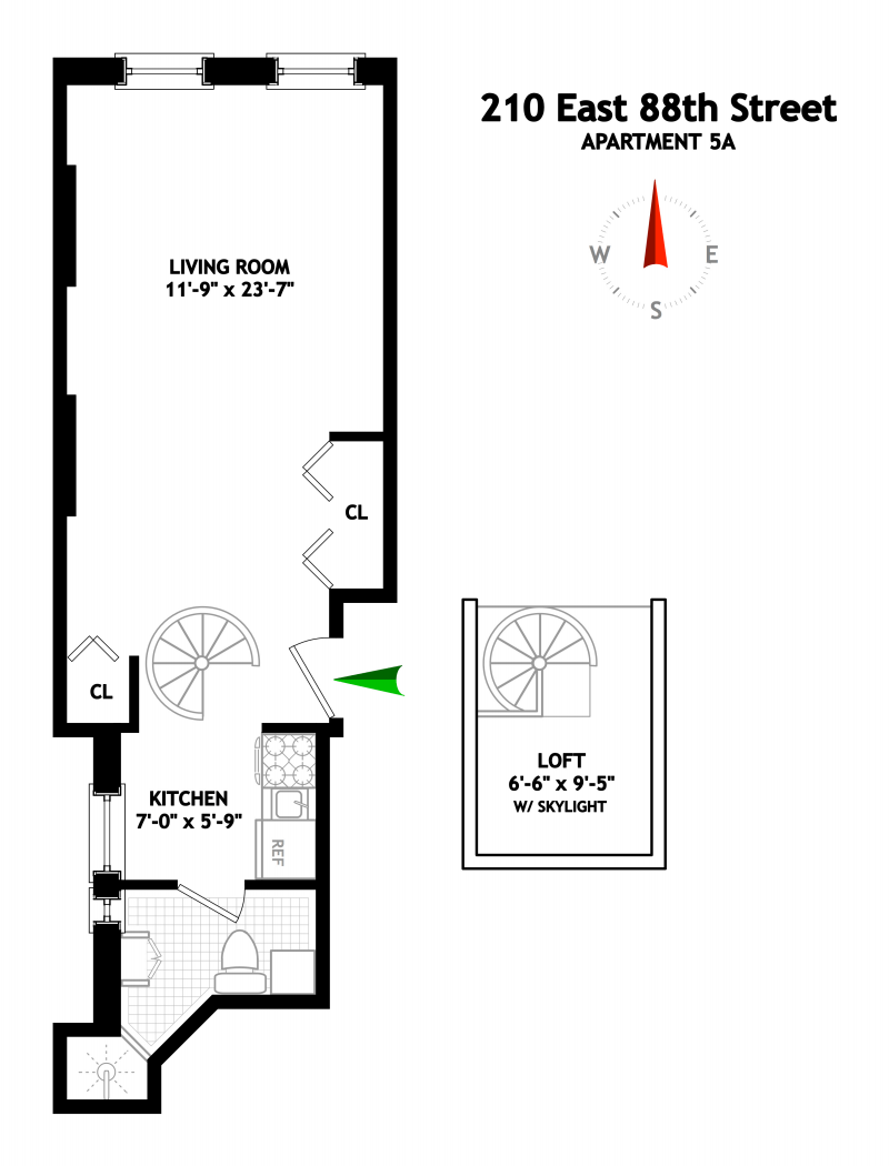 Floorplan for 210 East 88th Street, 5A