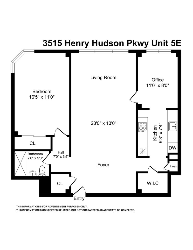 Floorplan for 3515 Henry Hudson Parkway, 5E