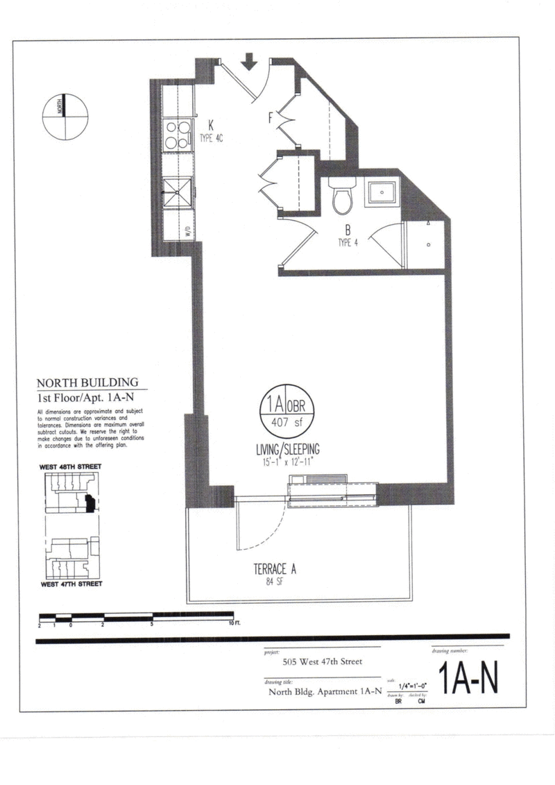 Floorplan for 505 West 47th Street, 1AN