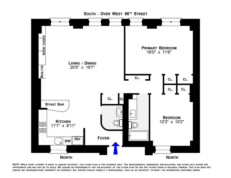 Floorplan for 309 West 86th Street, 5A