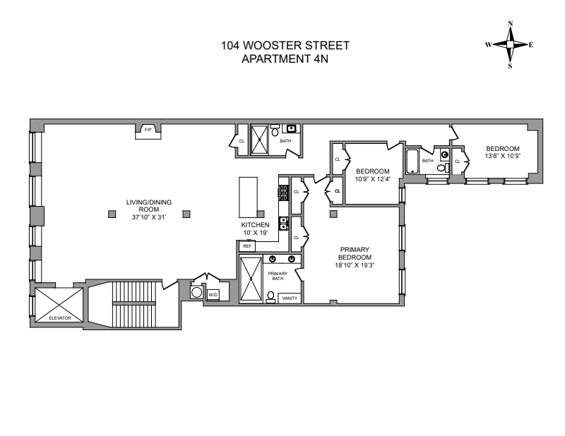 Floorplan for 104 Wooster Street, 4N