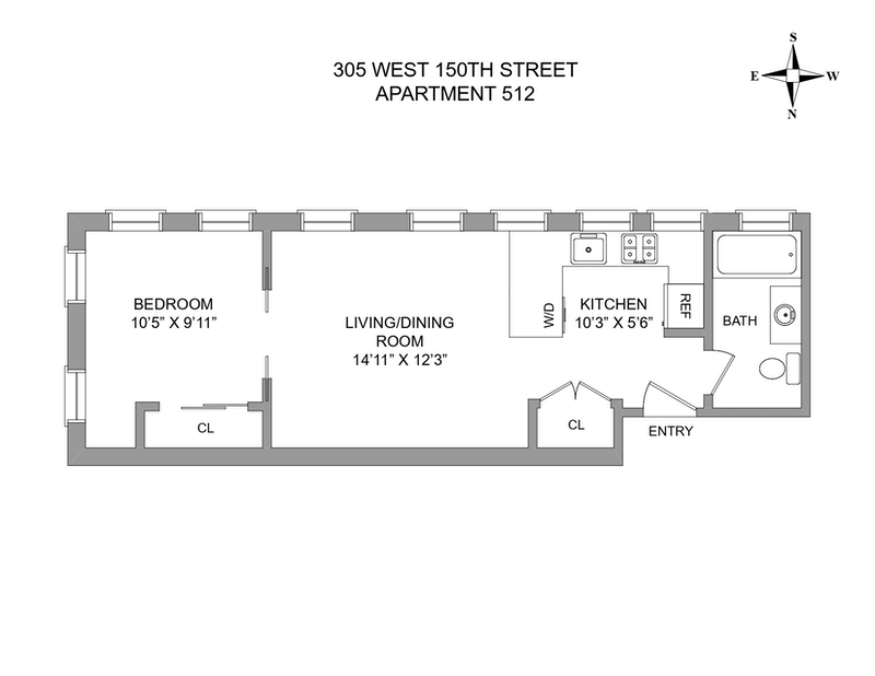 Floorplan for 305 West 150th Street, 512