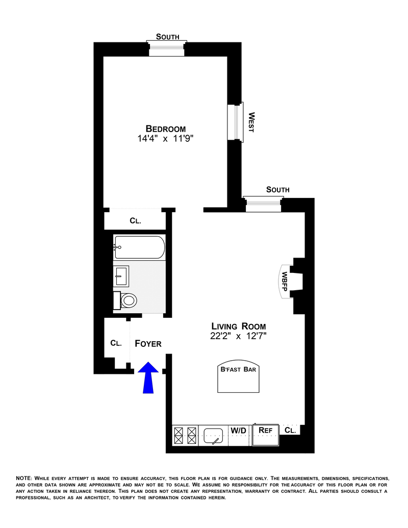 Floorplan for 454 West 50th Street, 4R