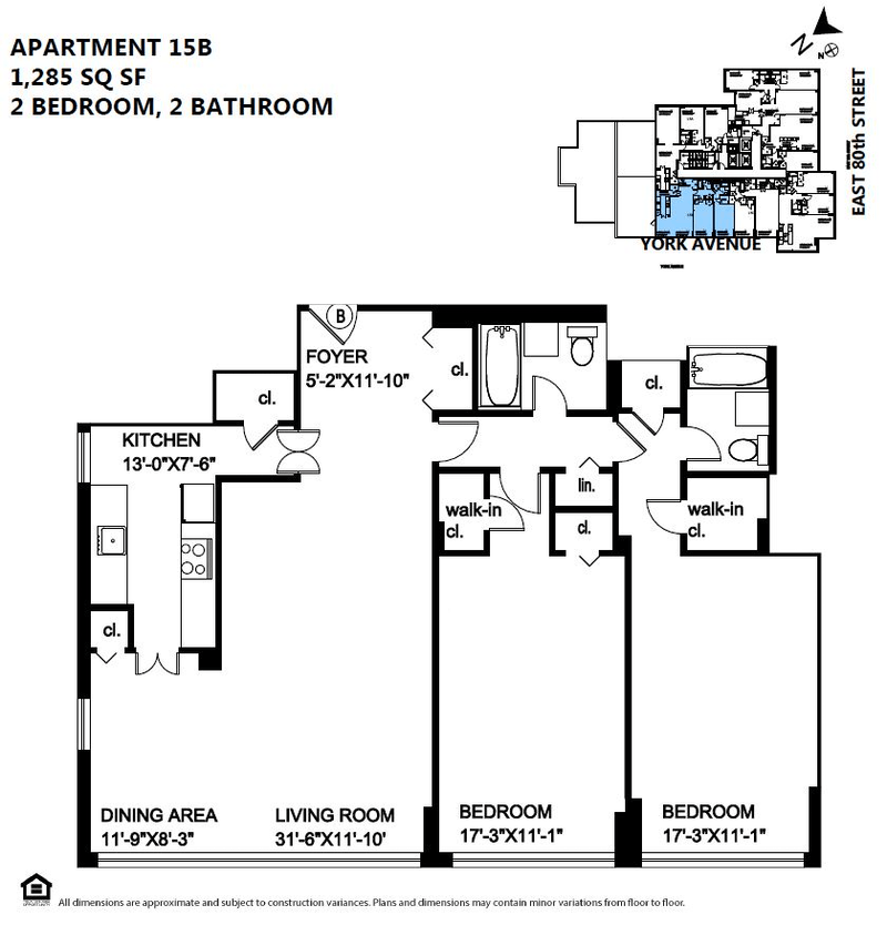Floorplan for 445 East 80th Street, 15B