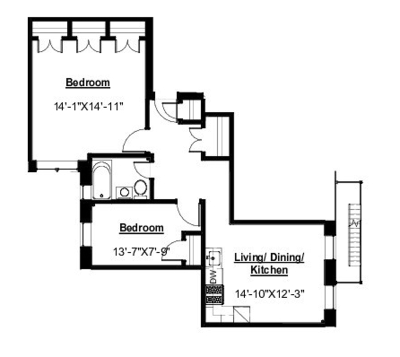Floorplan for 105 Bennett Avenue, 44B