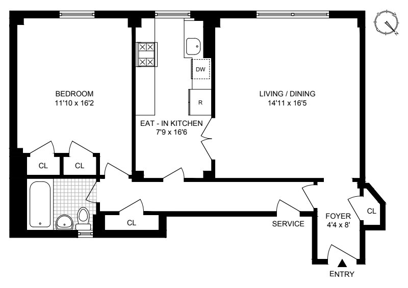 Floorplan for 110 West 96th Street, 16D