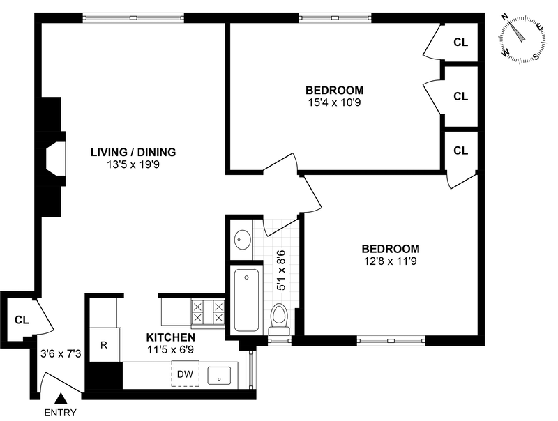 Floorplan for 251 West 71st Street, 3C