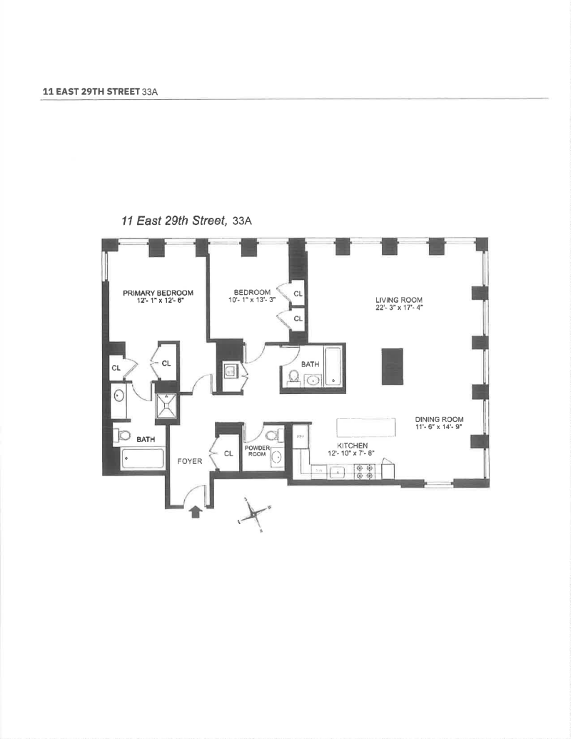 Floorplan for 11 East 29th Street, 33A