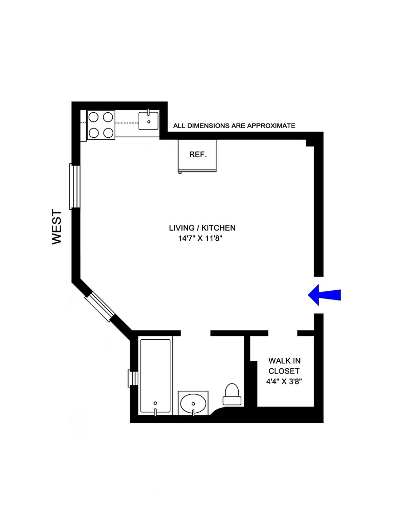 Floorplan for 245 West 75th Street, 6E