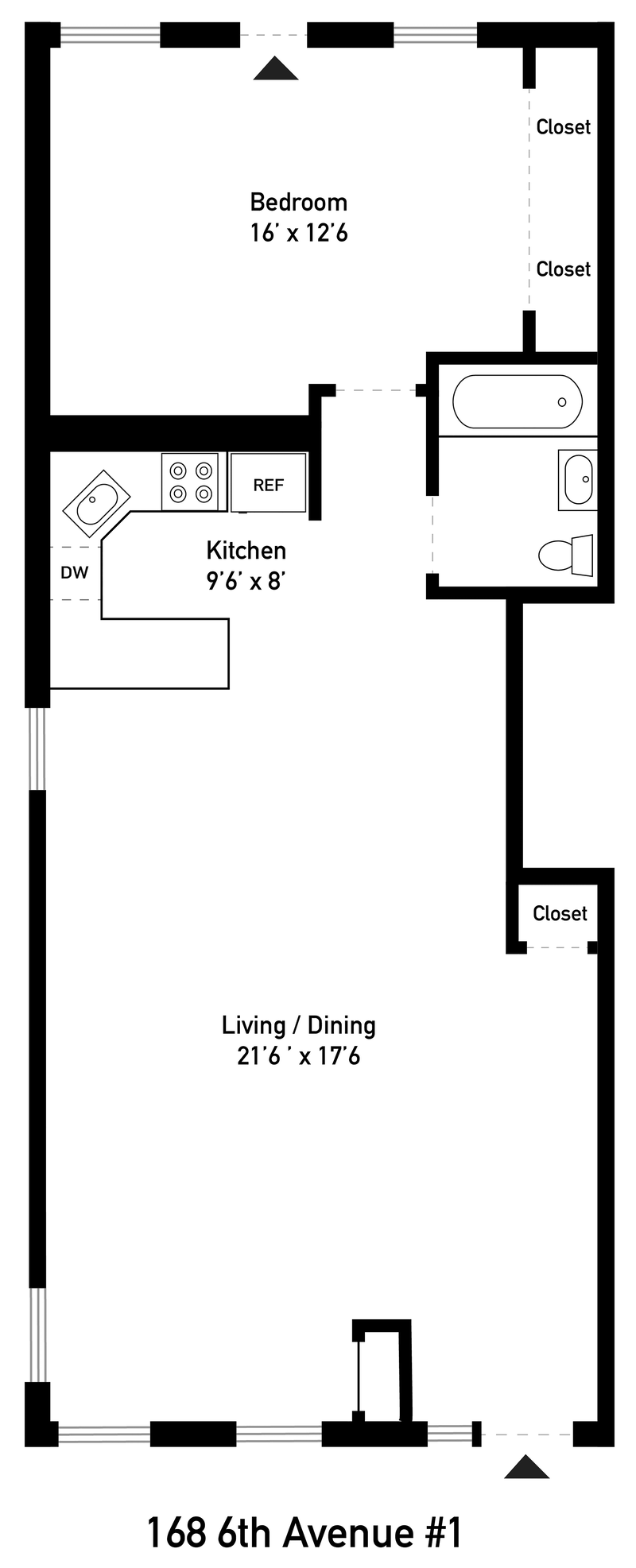 Floorplan for 168 Sixth Avenue, 1