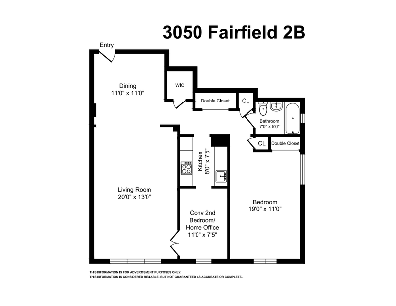 Floorplan for 3050 Fairfield Avenue, 2B