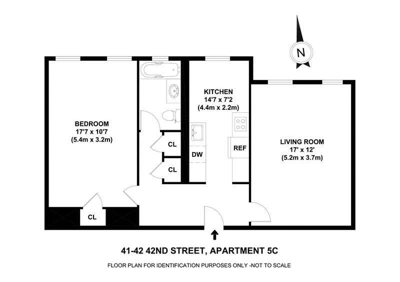 Floorplan for Bright  Extra Large 1 Bed In Sunnyside