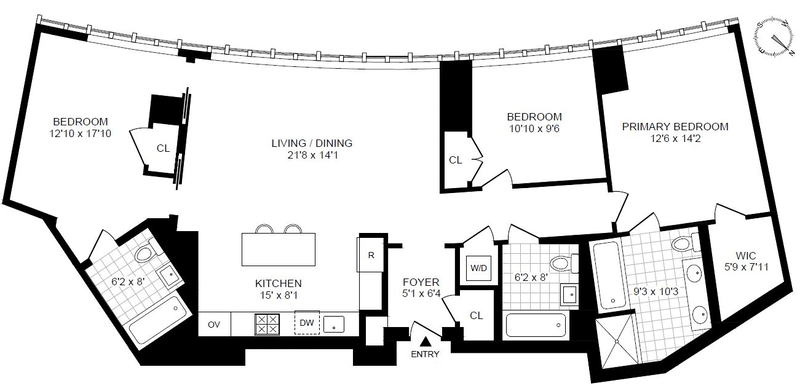 Floorplan for 285 West 110th Street, 3H