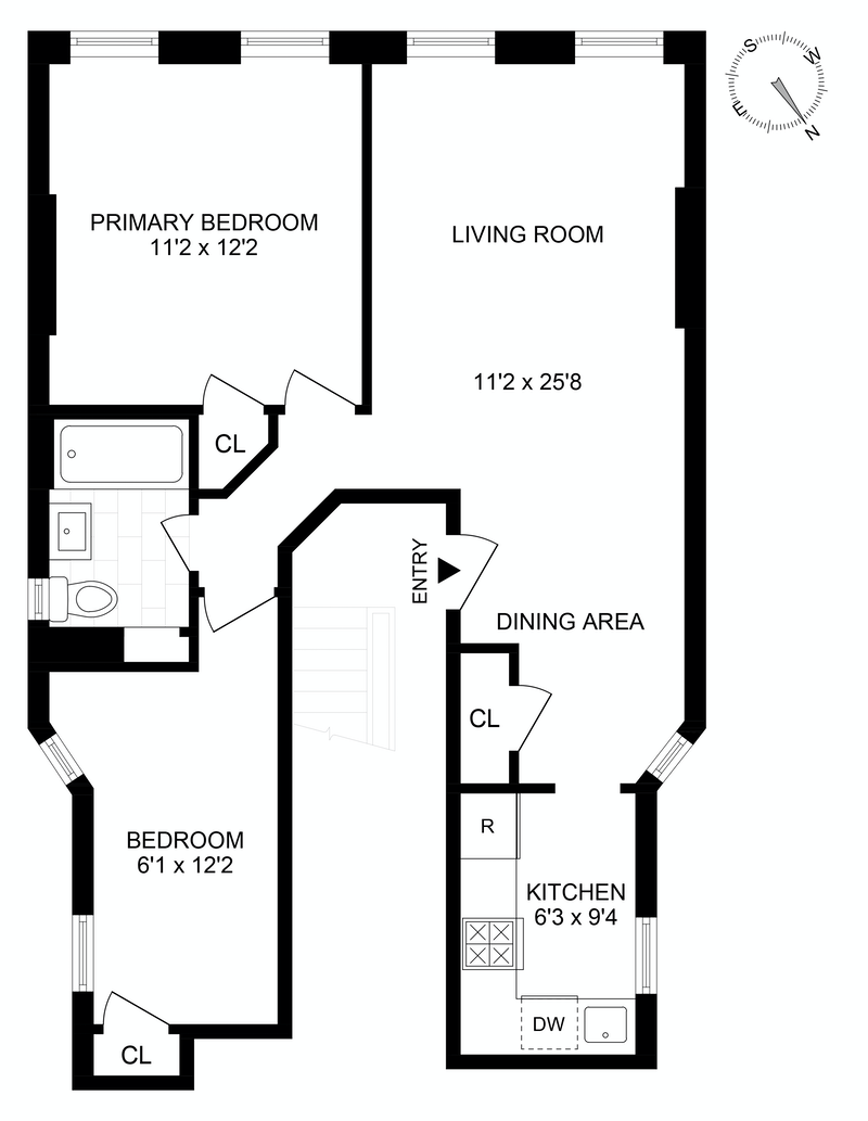 Floorplan for 107 West 106th Street, 1A