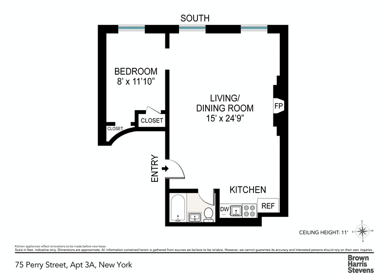 Floorplan for 75 Perry Street, 3A